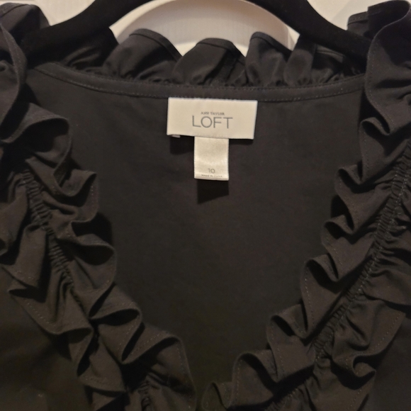 Ann Taylor LOFT Ruffled Black Button Up - Picture 5 of 5